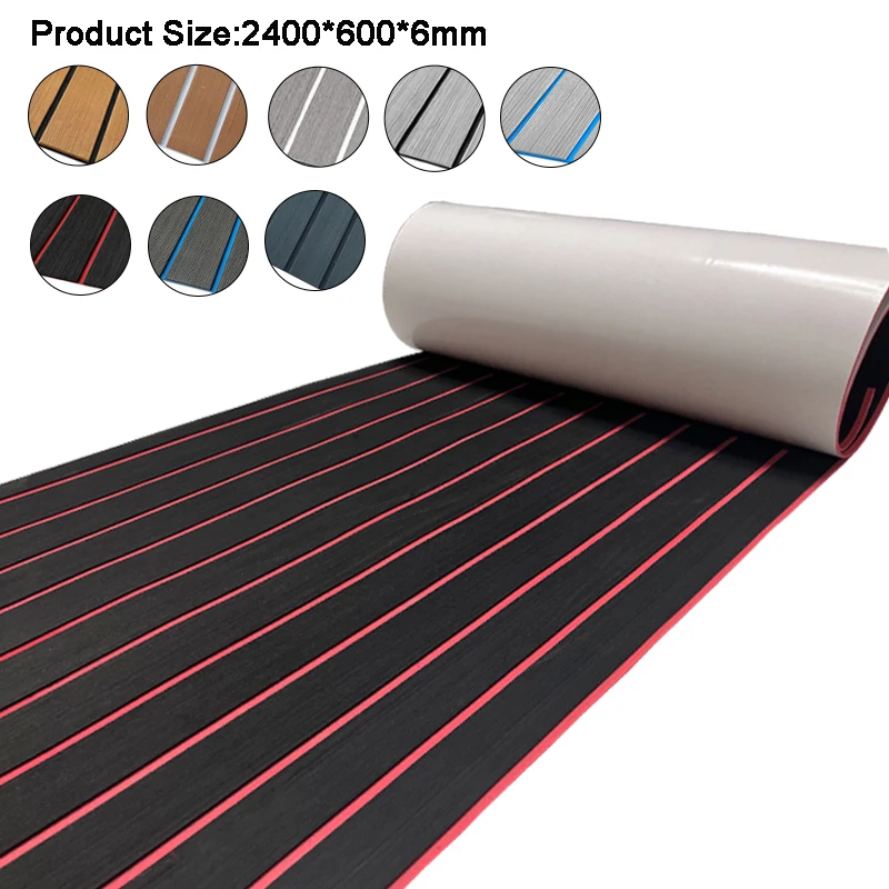 

Eva Foam Boat Flooring 2400*600*5Mm Uv Resistant Sheets High Density Decking Marine Faux Teak Roll Mat Accessories Ponton Pad