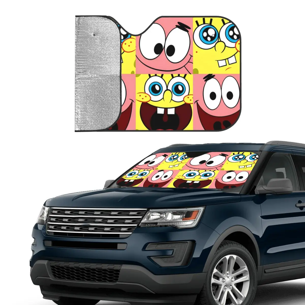 Funny Cartoon Spongebobed Funny Sunshade Windscreen 70x130cm Aluminium Foil Sunshade Visor Car-styling