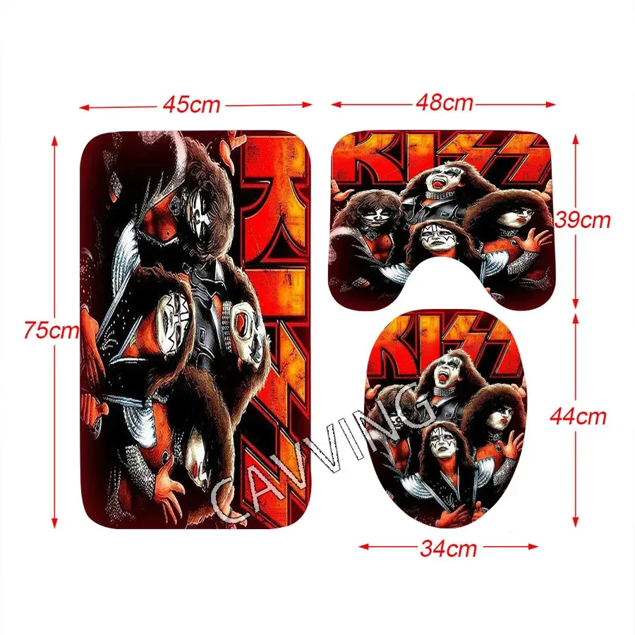 CAVVING 3D Print  KISS ROCK BAND  Shower Curtains Waterproof  Bathroom Curtain Anti-slip Bath Mat Set Toilet Rugs Carpets