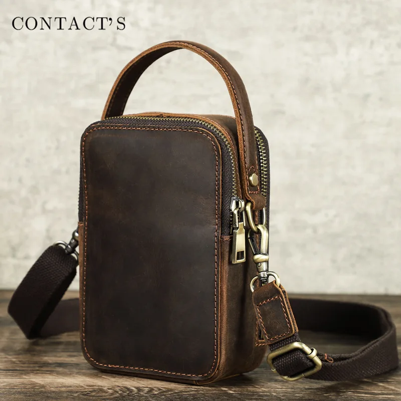 Imagem -02 - Retro Cavalo Louco Bolsa de Ombro dos Homens Couro Multifuncional Casual Bolsa Mensageiro Grande Capacidade Ipad Computador