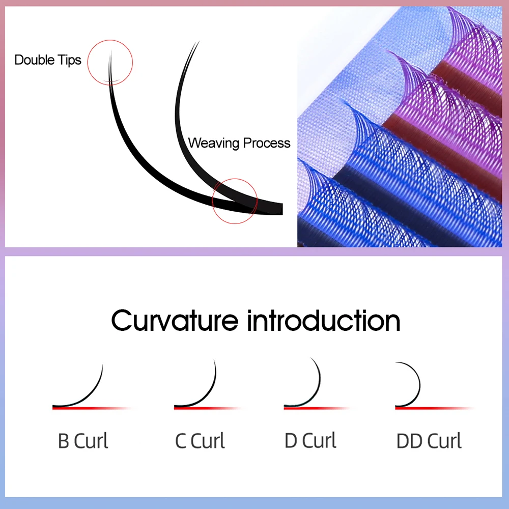 Masscaku duas dicas colorido cílios y forma suave natural yy design fofo 2d pré-feito colorido individual cílios sintéticos