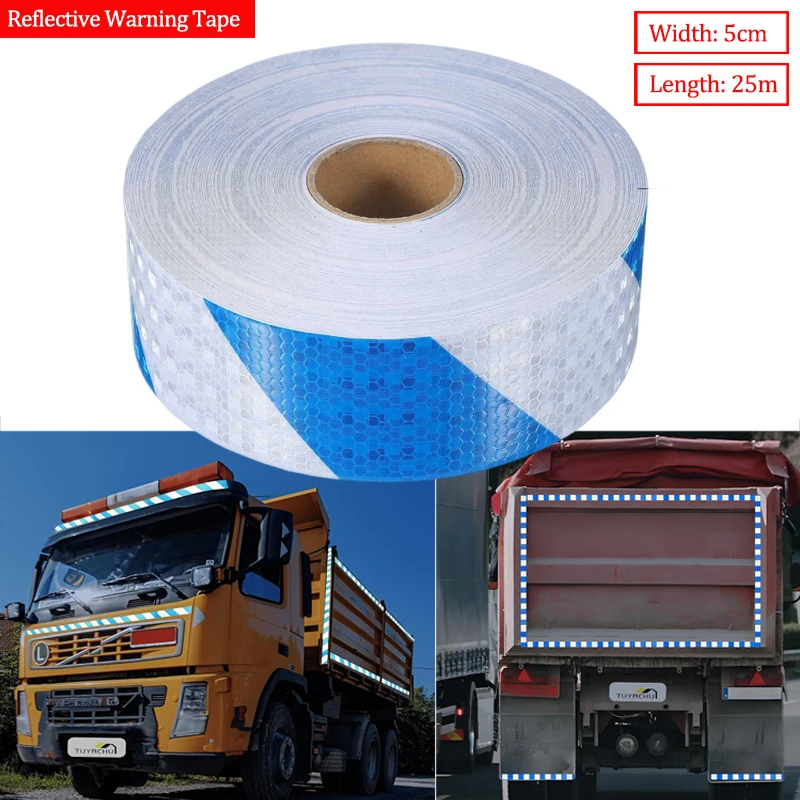 

5cmx50m/Roll Reflective Outdoor Waterproof Strong Adhesive Safety Warning Reflector Conspicuity Tape For Trailer Trucks