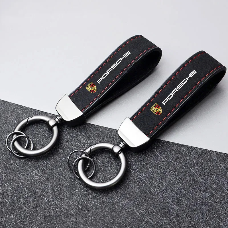 

High-Grade Suede Car Styling Keychain Pendant Keyring For Porsche Cayenne Panamera Macan 911 718 Taycan Boxster Cayman 918 Pajun