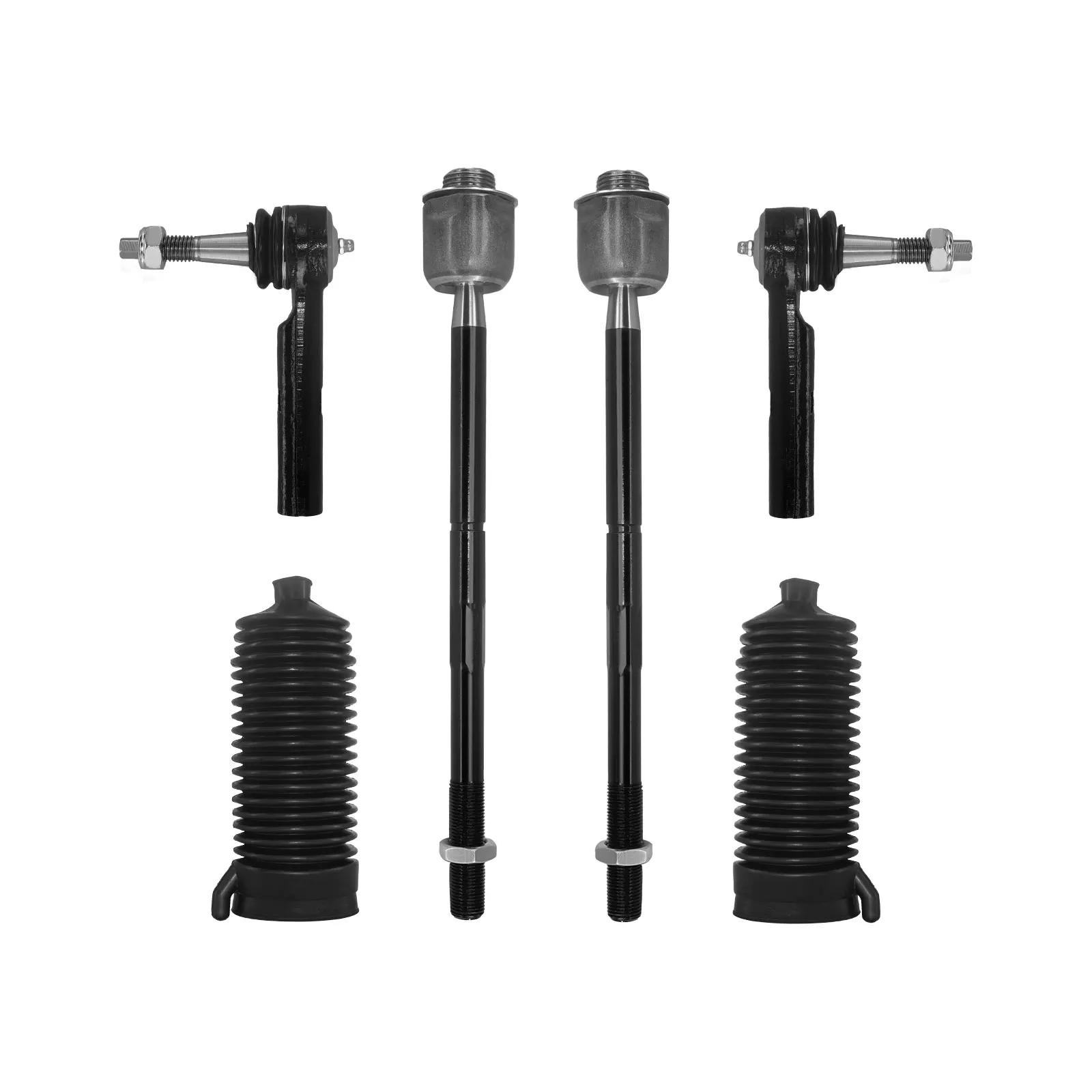 TOPICKSAP 6Pcs Front Inner Outer Tie Rod End w/Boots for Chevy Silverado 2007-2014 GMC Sierra 2007-2013 Yukon 2007-2014 ES800223