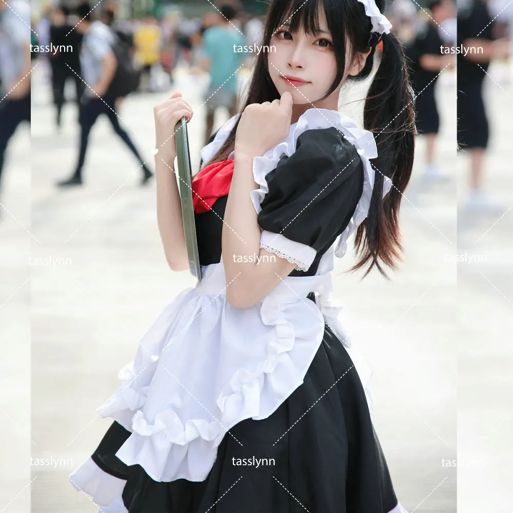 Anime Cosplay Maid fur s pour femmes, Costumes d'Halloween, Japon, Corée du Sud, Princesse, Noir, Blanc, Mignon