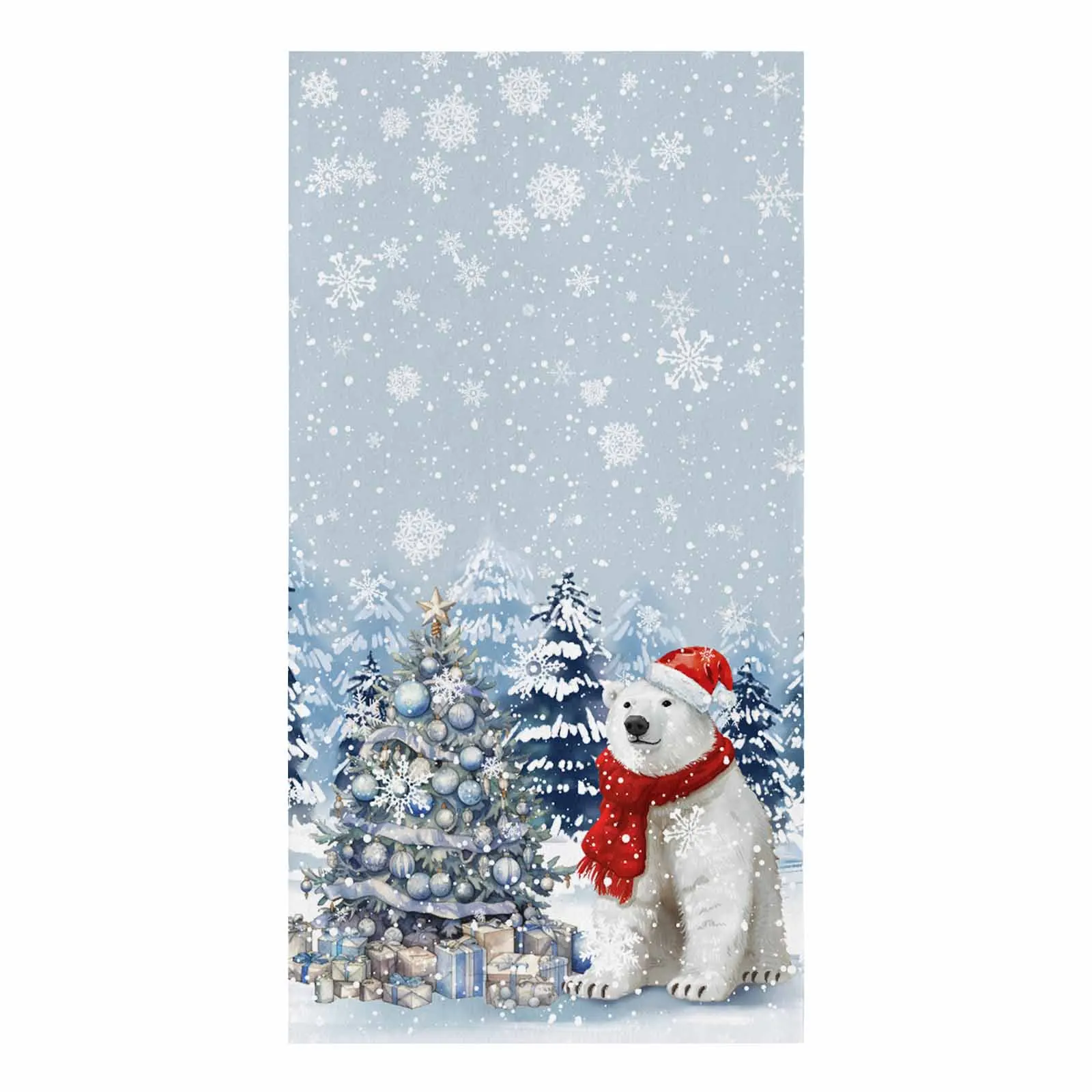 Christmas Snowflakes Retro Koala Printed Tea Hand Towel Kitchen Dishcloth Water Absorption Household Cleaning Cloth