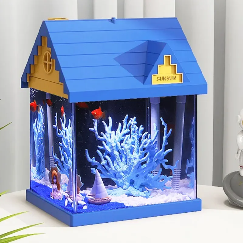 

Fish Tank Living Room Small Ultra-white Glass Fish Tank Ecological Tabletop Landscape Goldfish Tank Aquarium