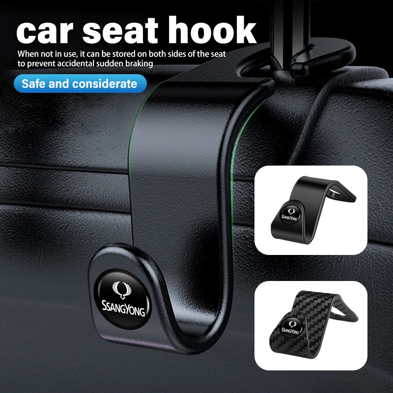 2/4pcs Car Rear Seat Hook Storage Hanger Organizer Accessories For SsangYong Musso Rexton Torres Kyron Actyon Tivoli Rodius