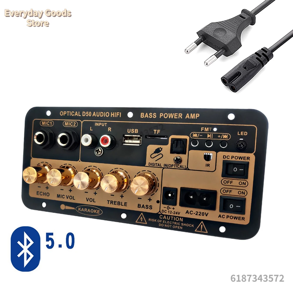 Carte amplificateur de puissance numérique Bluetooth 300W 220V/50Hz, prise UE, lecteur MP3, amplificateur de caisson de basses