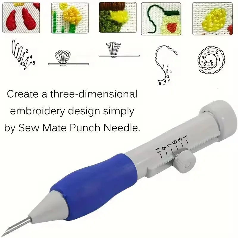 Afbeelding 5: 50 Kleuren Punch Needle Borduurset voor Beginners en Volwassenen - Complete Naaiset met Draden voor Creatieve en DIY Projecten
