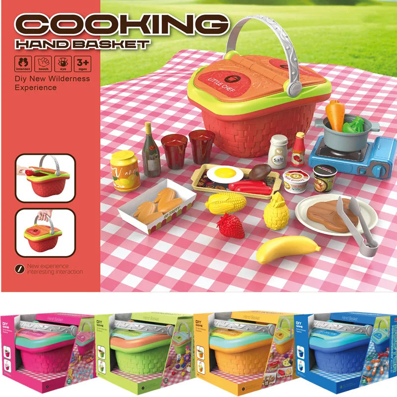 I bambini fanno finta di giocare a cestino da Picnic cibo frutta pane Dinking Pizza Basket per Picnic Playtime Gift for Girl