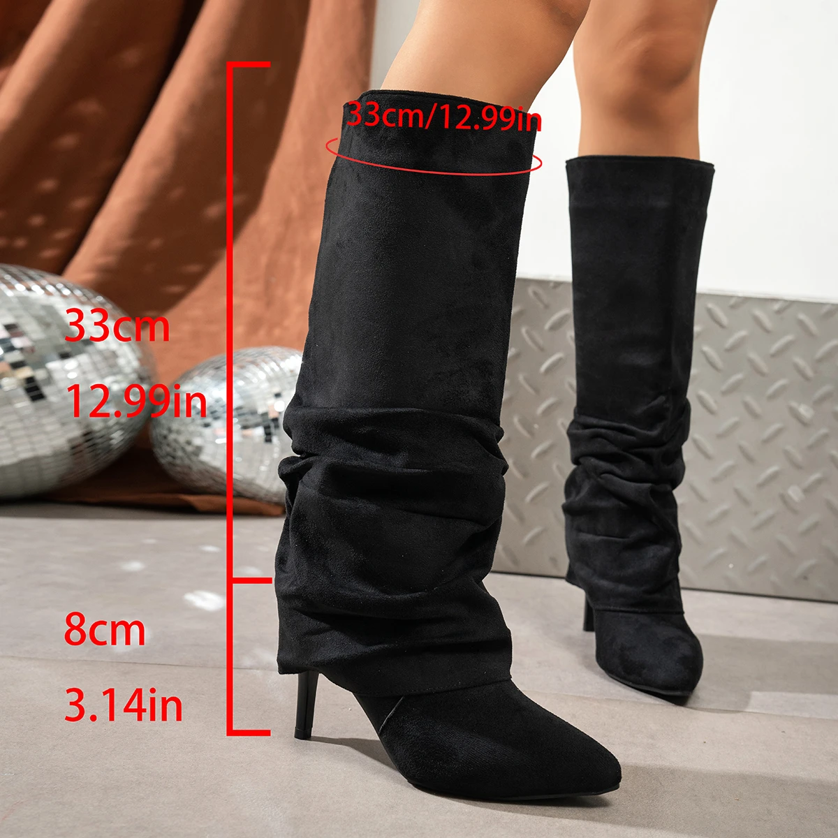 Thin Heeled Long Boots for Women, 2026 New Meilad Pile Boots, Western Boots, Large Circumference, Slimming Long Boots