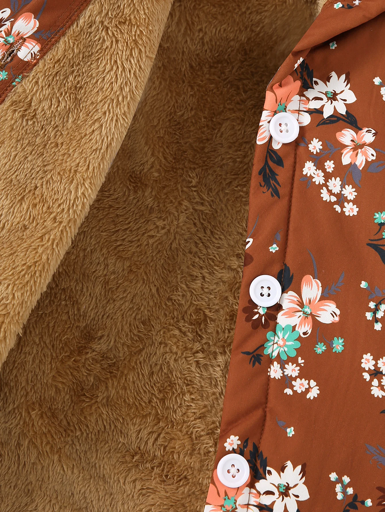 Neue Plüsch-Blumen-Kapuzenjacke für Mädchen im europäischen und amerikanischen Stil, warme, mittlere bis lange, vielseitige Jacke – Detail 5
