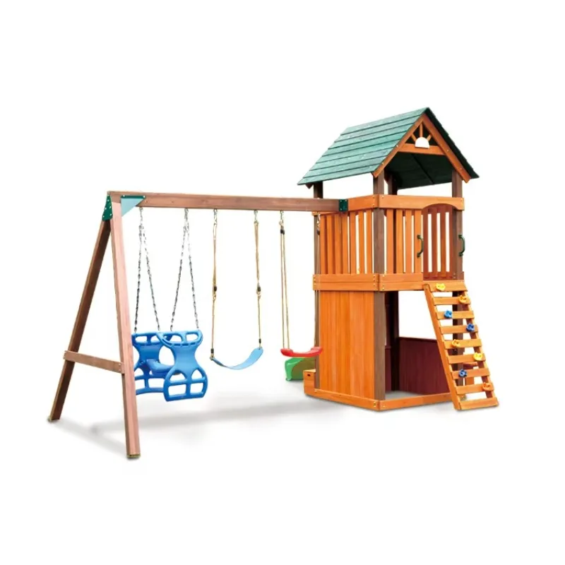 Kids Play Sets Luxury Solid Fir Wood Playhouses Wooden With Slide