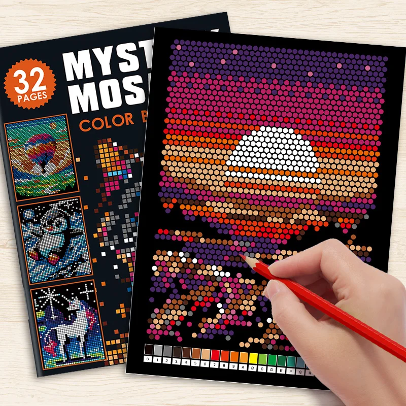 Adults Kids Mystery Mosaic Pixel Coloring Book, Fun Brain Training Book To Enhance Observation and Focus Ability,perfect Gift view 4
