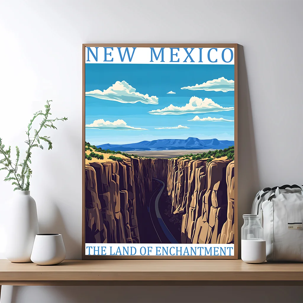 

Retro US State Mountain Road Scenery Travel Poster Wall Art Canvas Painting Prints Home Wall Decor Bedroom Living Room Office
