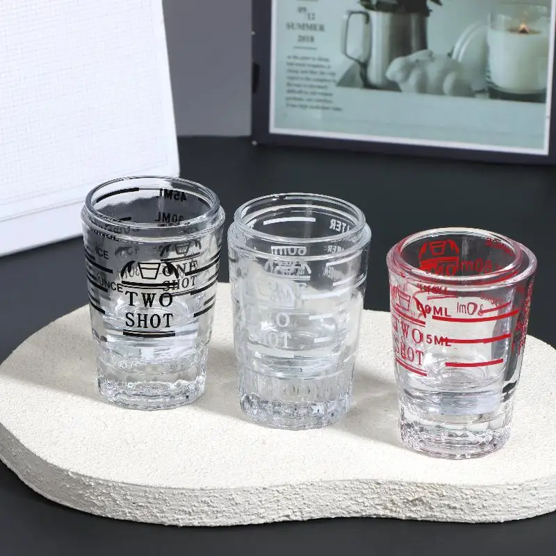 45/60ml Thickened Glass Measuring Cups With Measurement Marks Perfect For Coffee Brewing Cocktail Mixing Home Bar Appliances