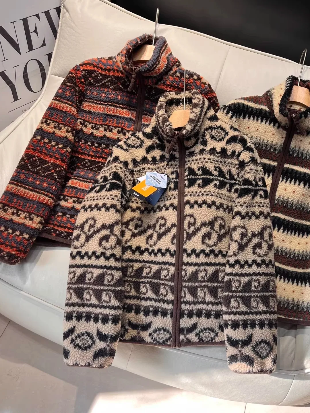 

Зимняя утепленная женская куртка на молнии с воротником-стойкой, повседневная, с геометрическим узором, теплая, из флиса, с длинными рукавами