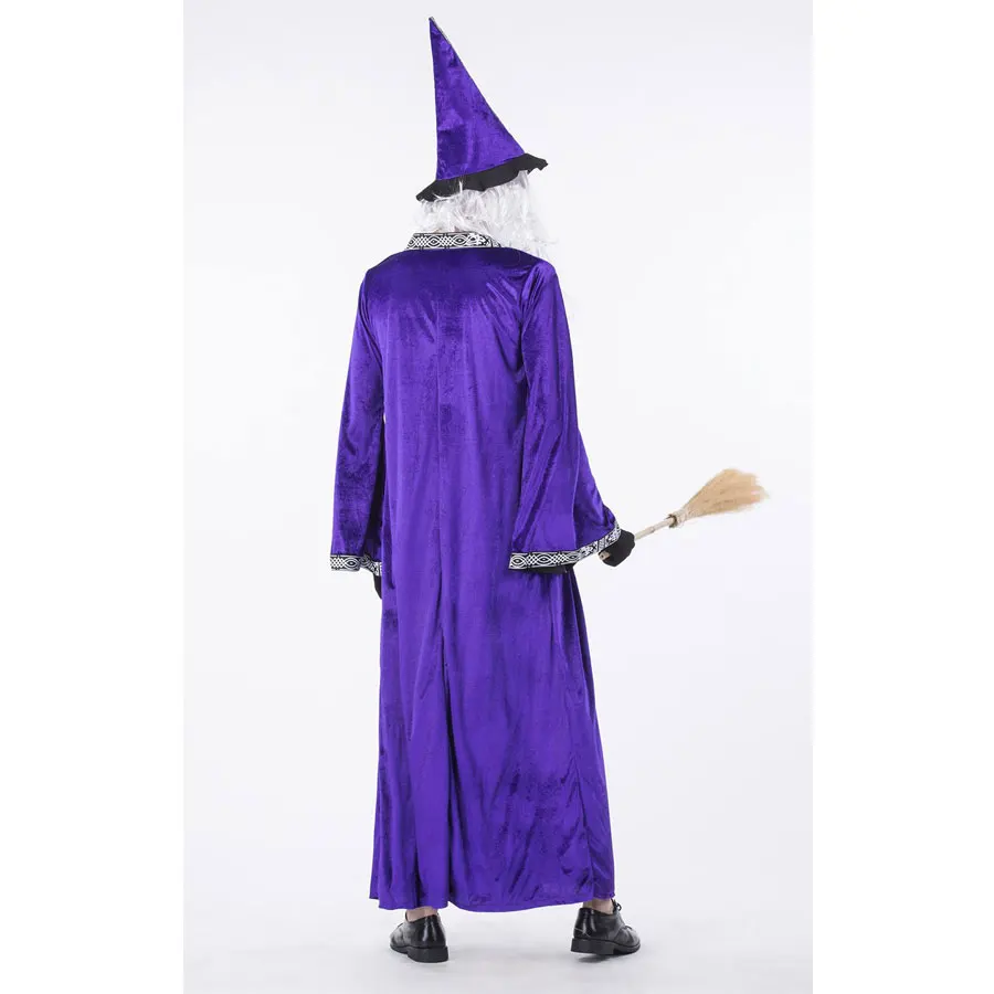 Purim Carnival Party Halloween Wizard Costume Cosplay Magician Costumes Robe Gown for Men Adult