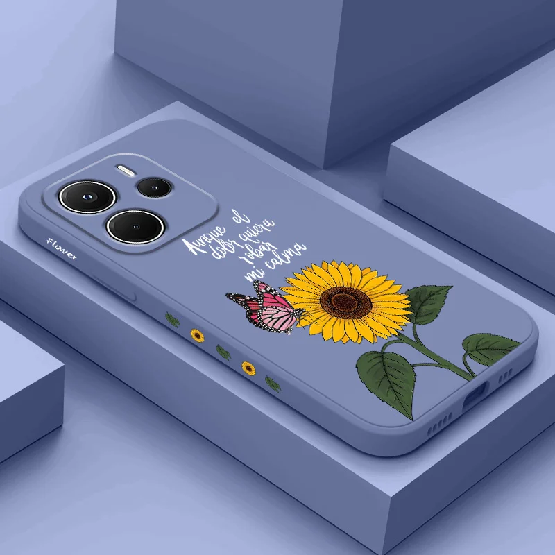 

Butterfly Sunflower Phone Case For Xiaomi Redmi Note 14 13 12 12S 11 11S 10 10S 9 9S 15 14C Pro Plus 4G 5G Liquid Silicone Cover