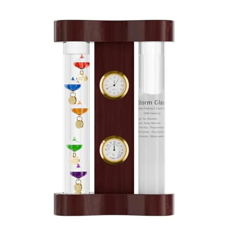 

Analog with Glass Fitzroy Storm Glass Precision Quartz Clock and Analog Hygrometer Gift for Family or Friends Present Home, Off