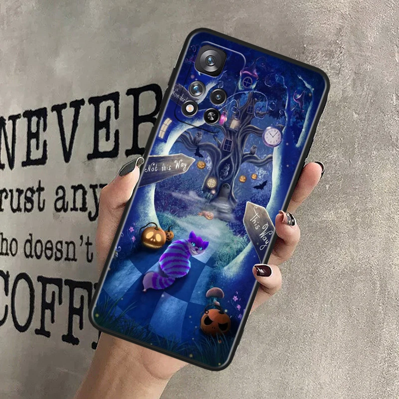 Disney Alice Wonderland For Xiaomi Redmi Note 12 11T 11E 11S 10T 10S Turbo Pro Plus Max Lite Black Soft TPU Phone Case