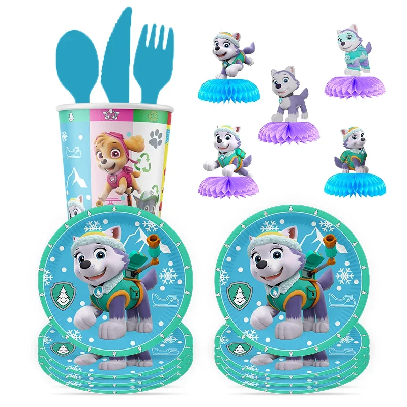 PAW Patrol  White dog Theme Birthday Party Decoration Kids  Event Supplies Latex Aluminum Foil Balloon  Disposable tableware