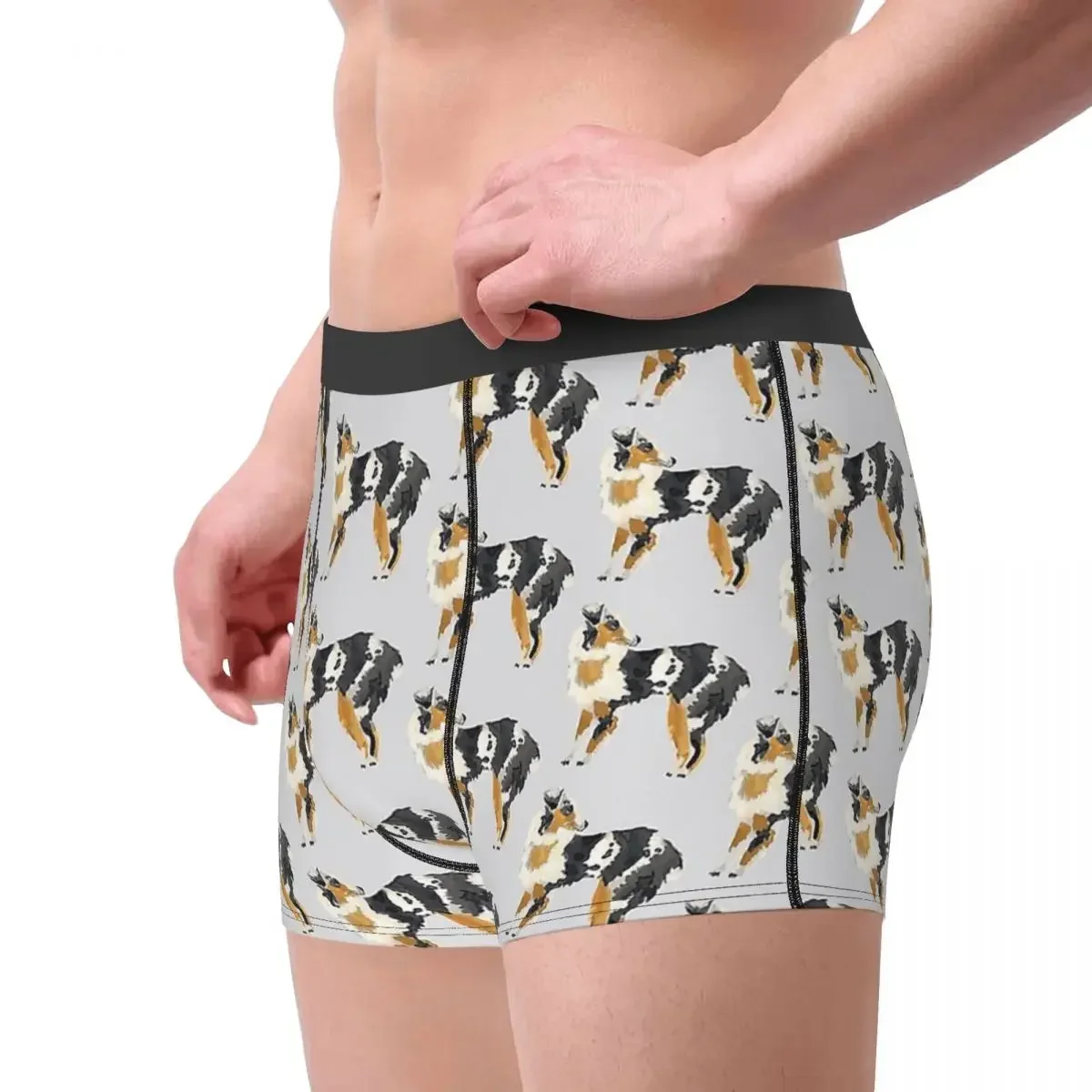 Illustration Australian Shepherd Meme Dog Doge Underpants Breathbale Panties Men's Underwear Ventilate Shorts Boxer Briefs