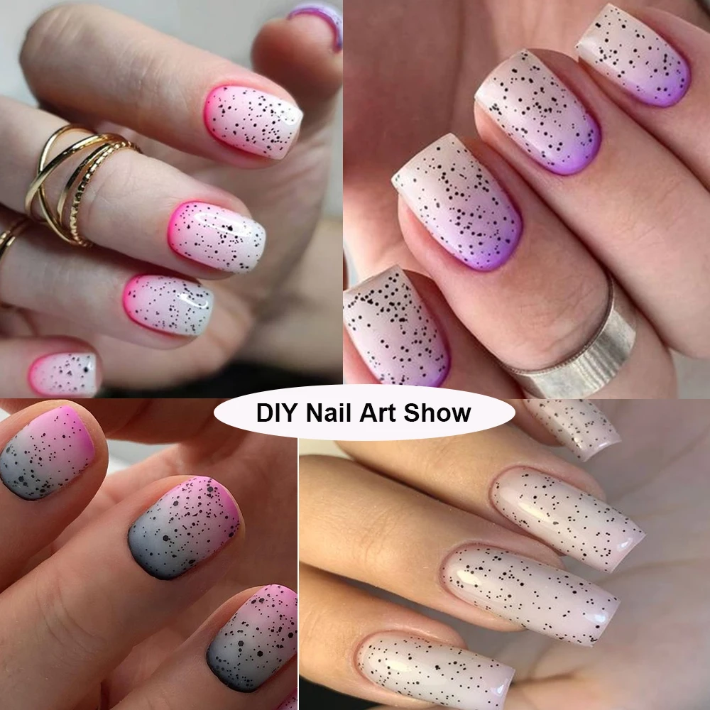 طلاء أظافر جل دراغون فروت لامع كودي ، معطف علوي ، أشعة فوق البنفسجية ، ليد ، شبه دائم ، جل غير لامع بنقط أسود ، طلاء ، 15 *