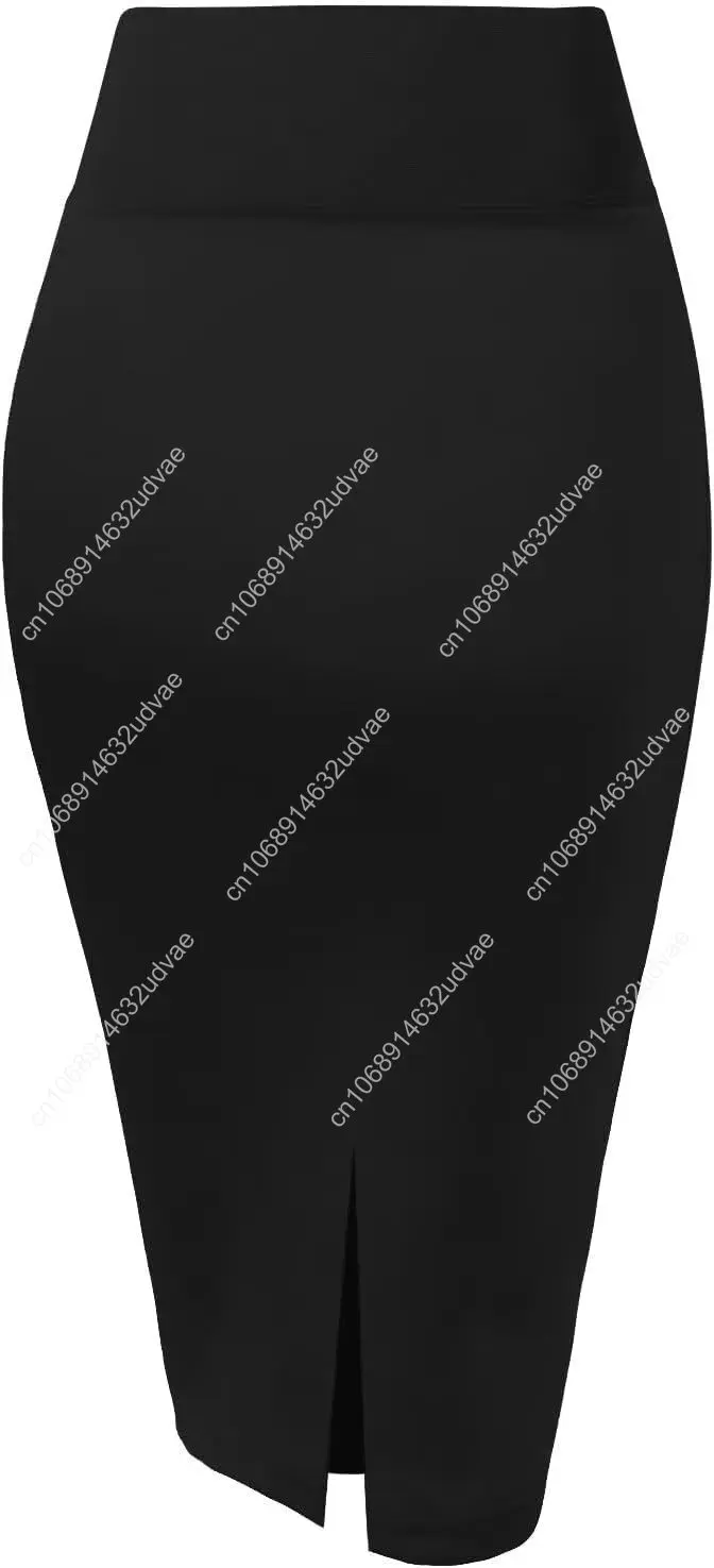 บริษัทไฮบริดผู้หญิงพรีเมี่ยมไนลอน Ponte ยืดเอวสูงชุดดินสอกระโปรงด้านล่างเข่า