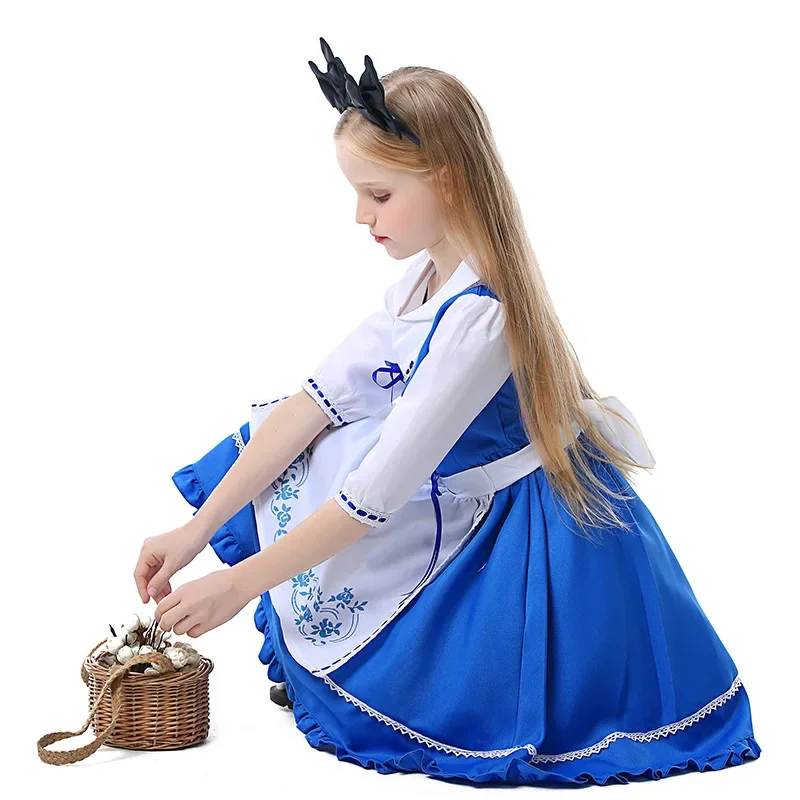 

Princess Dress Alic In Wonderland Cosplay Fancy Dress Delux Party Girls Halloween Carnival Cosplay Costume