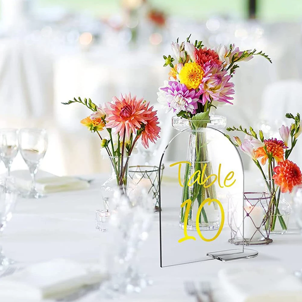 

10 Pcs Wedding Sign Seat Cards Acrylic Table Signs Wedding Party Menu Holders Blank Sheets Number Displays