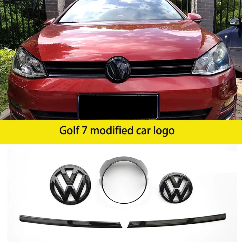 For Gloss Black Volkswagen Golf 7/Golf 7Rline Grille Trim Logo Front and rear grille logos