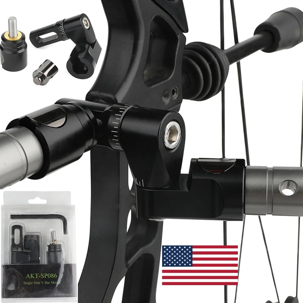 Single Side V-Bar Stabilizer Adapter Aviation Aluminum Multi-Angle Adjustable Balance Rod Connector for Compound Bow Archery Target Shooting and Outdoor Hunting Accessories