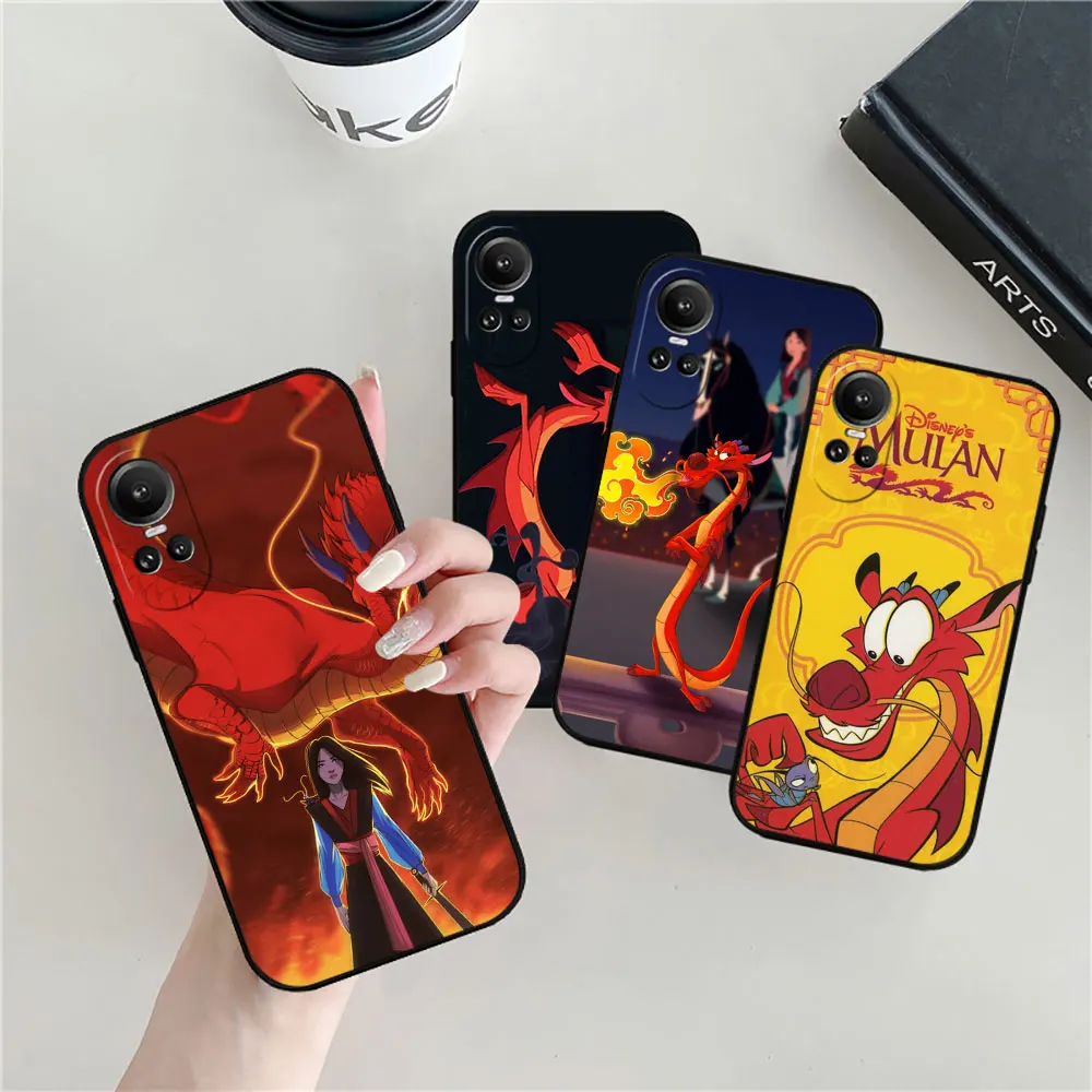 Disney Mushu Dragon Mulan Phone Case For OPPO Reno 11 11F 10 8 8T 7 7Z 6 6Z 5 4 3 2F Z ACE Pro Plus 5G Black Soft Silicone Cover