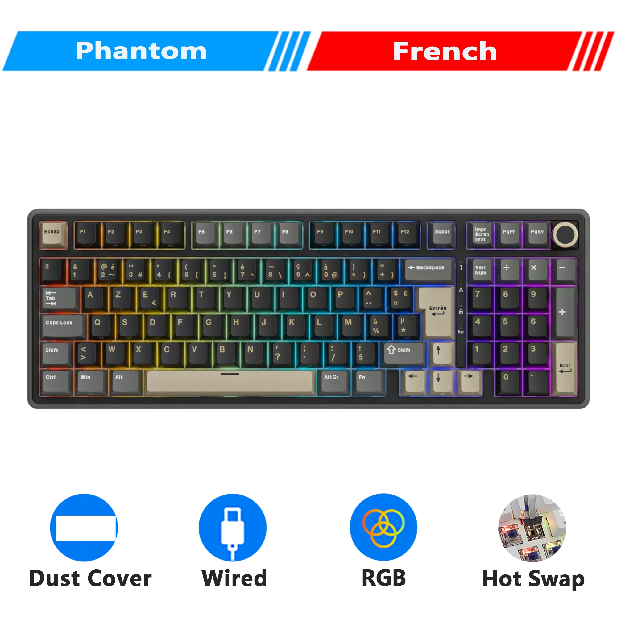 RK ROYAL KLUDGE R98Pro Clavier mécanique AZERTY français 98