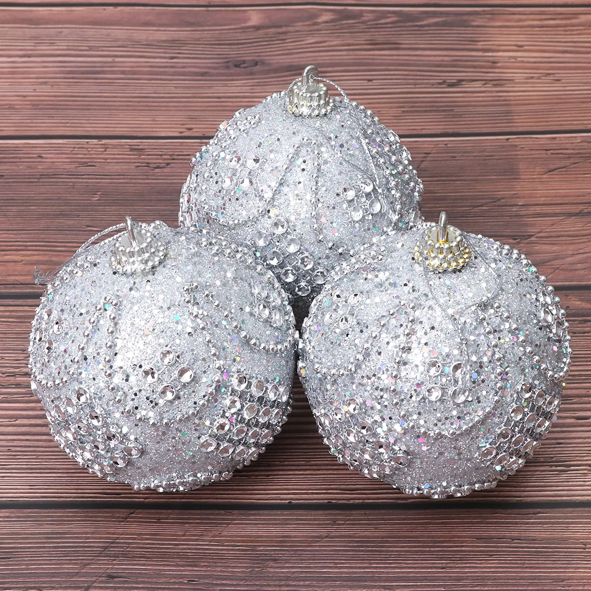 

3 Pcs 8CM Stylish Christmas Ball Pendants Glitter Hanging Decor Crystal Rhinestone Ornaments for Home Party Event Decoration
