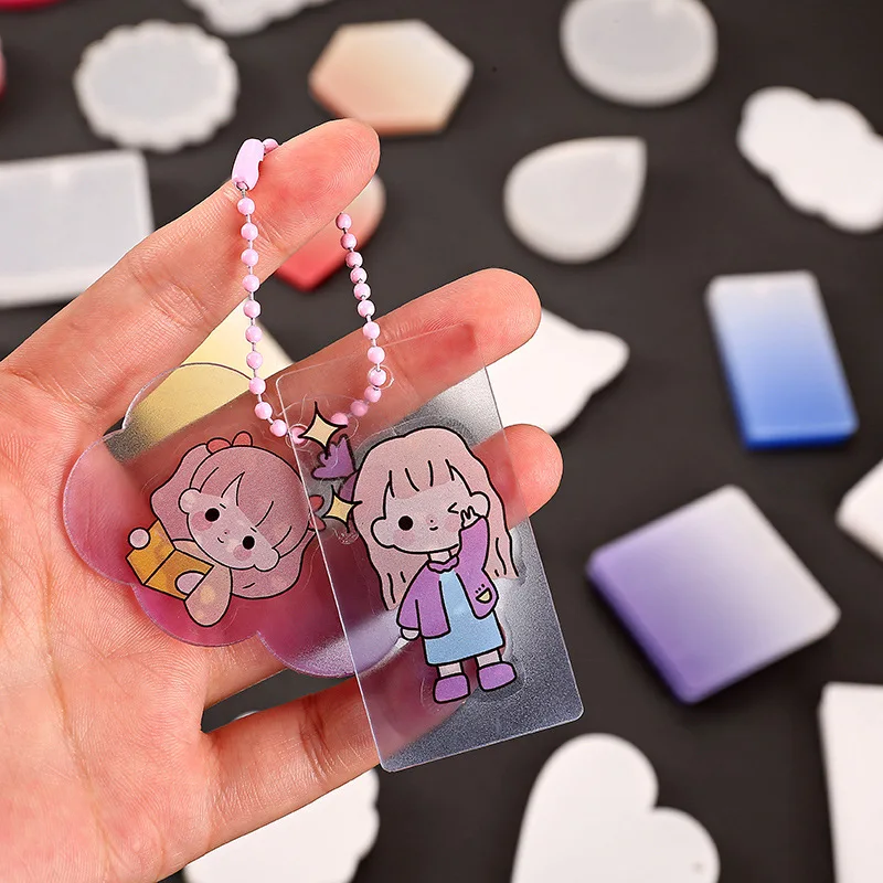 Children's handmade diy goo chuck glitter gradient acrylic key chain pendant hand account goo card sticker set goo plate card