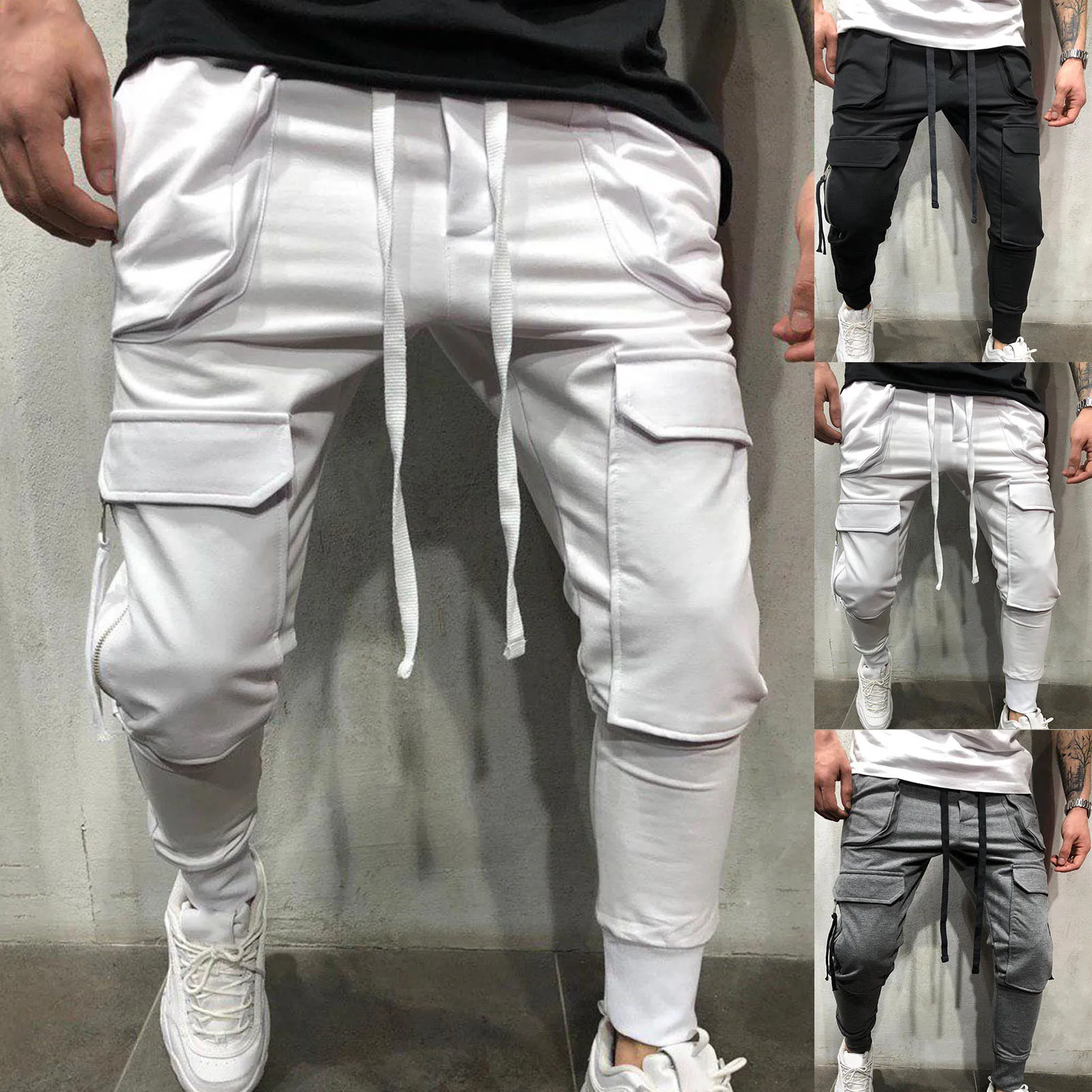 Pantalones ajustados al tobillo para hombre, pantalón de chándal informal, de entrenamiento, a la moda, para otoño