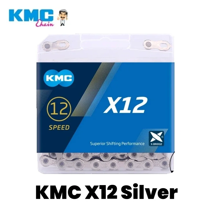 KMC X12 로드 MTB 자전거 체인 실버, 블랙 골드 오로라 오리지널 자전거 체인, 126 링크, 12V 체인 전류, 시마노 SRAM 부품용