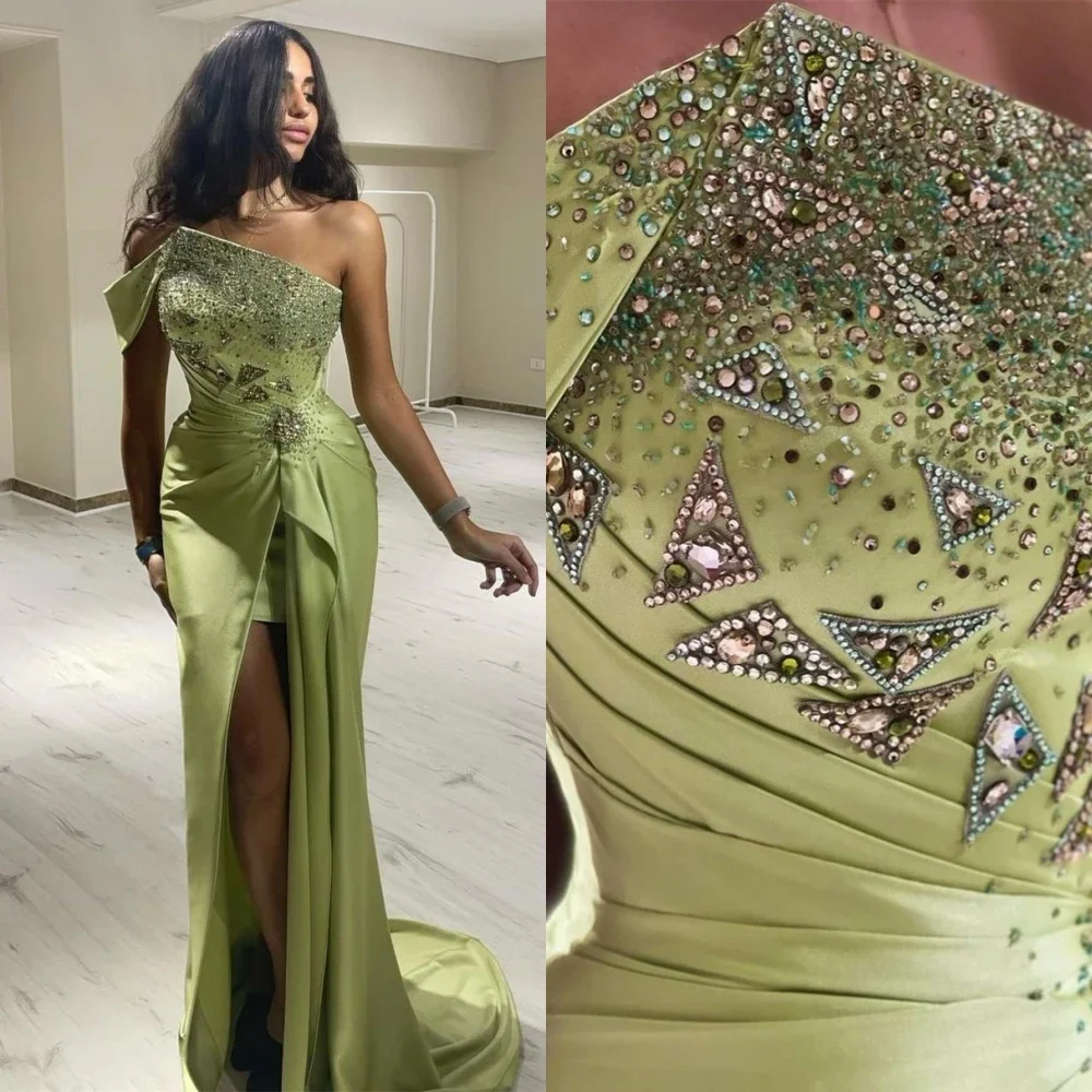 Customized Jiayigong with Slit Fashion Off the Shoulder Mermaid Party Dress Floor Length Court Paillette s Formal Evening Gowns