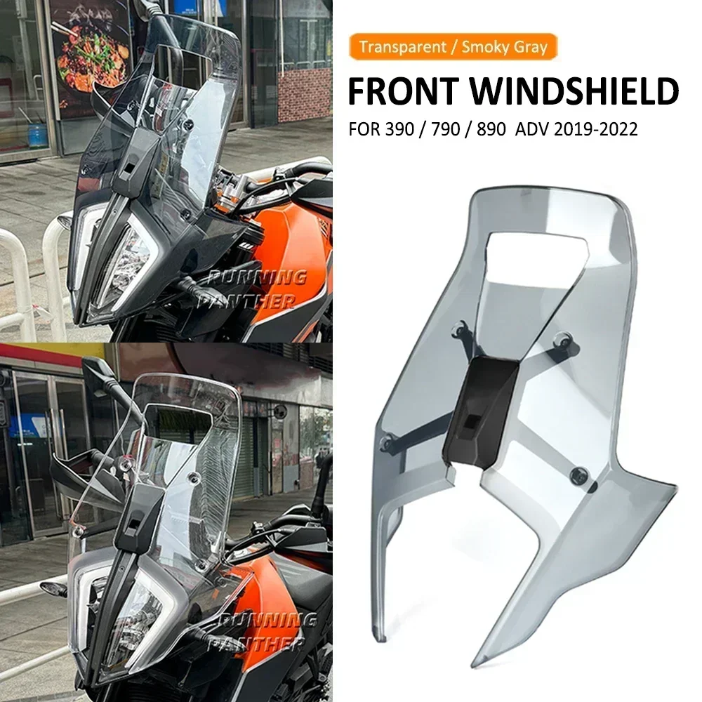 For 390 790 890 ADV Adventure 2019-2022 2020 Motorcycle Acrylic Rally Windshield Wind Deflector Screen Shield Windscreen Visor