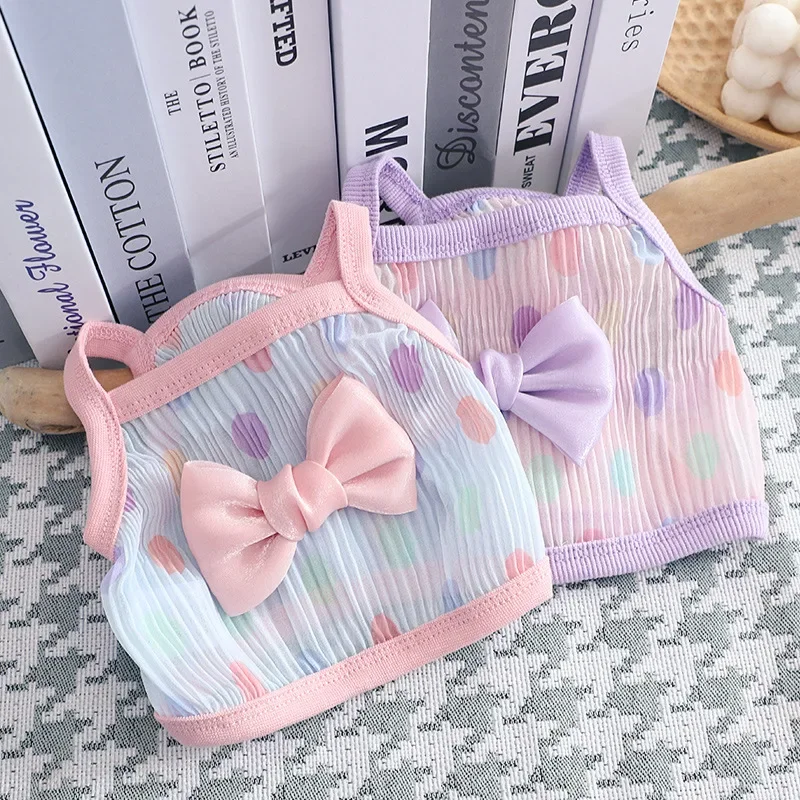 Summer Clothes New Puppy Clothes Bow Polka Dot Suspenders Fashion Small Dog Pet Clothes Breathable Cool Teddy Vest XS-XL  Lovely