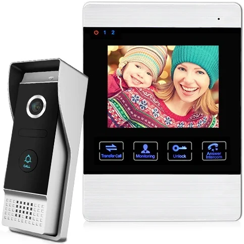 

Bcomtech Zhuhai Intercom 12 В постоянного тока Дверной звонок Проводной 4-дюймовый домофон с функцией записи