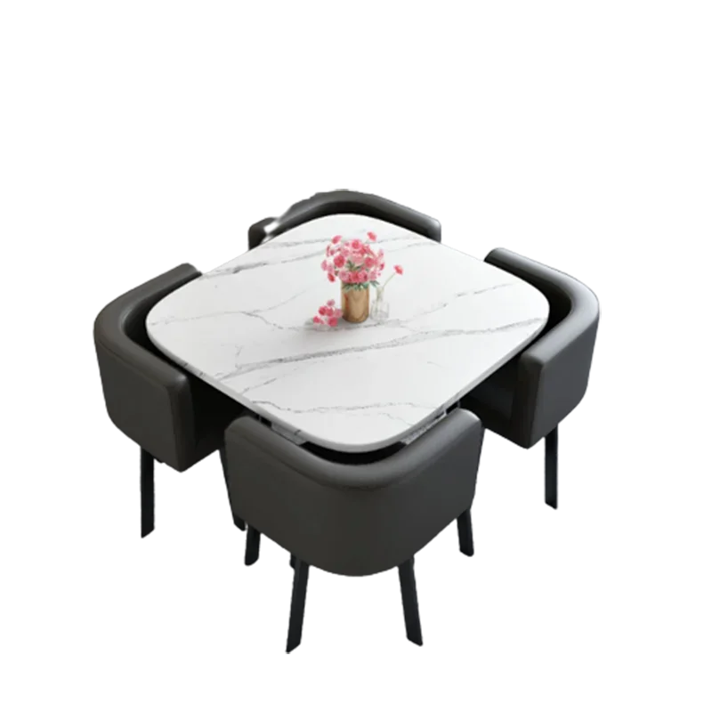Mesa de comedor moderna y sencilla, mesa de comedor de mármol barata de lujo negra, muebles de comedor nórdicos europeos y grises