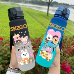 Skzoo 650ml Anime Characters Portable Water Cup Large Capacity Outdoor Sports Plastic Leak-proof Water Bottle Children's Gift