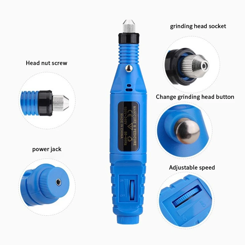 المهنية وظيفة قوية مسمار آلة الحفر مجموعة الكهربائية مسمار ساندر هلام أداة إزالة طلاء الأظافر الحفر مانيكير مسمار التبعي #5