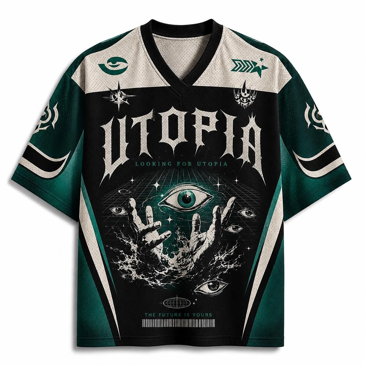 2026 Summer New Gothic Dark Gothic Universe Consciousness 3D Printing Fitness Street Punk Outdoor Leisure Sports V-neck T-shirt