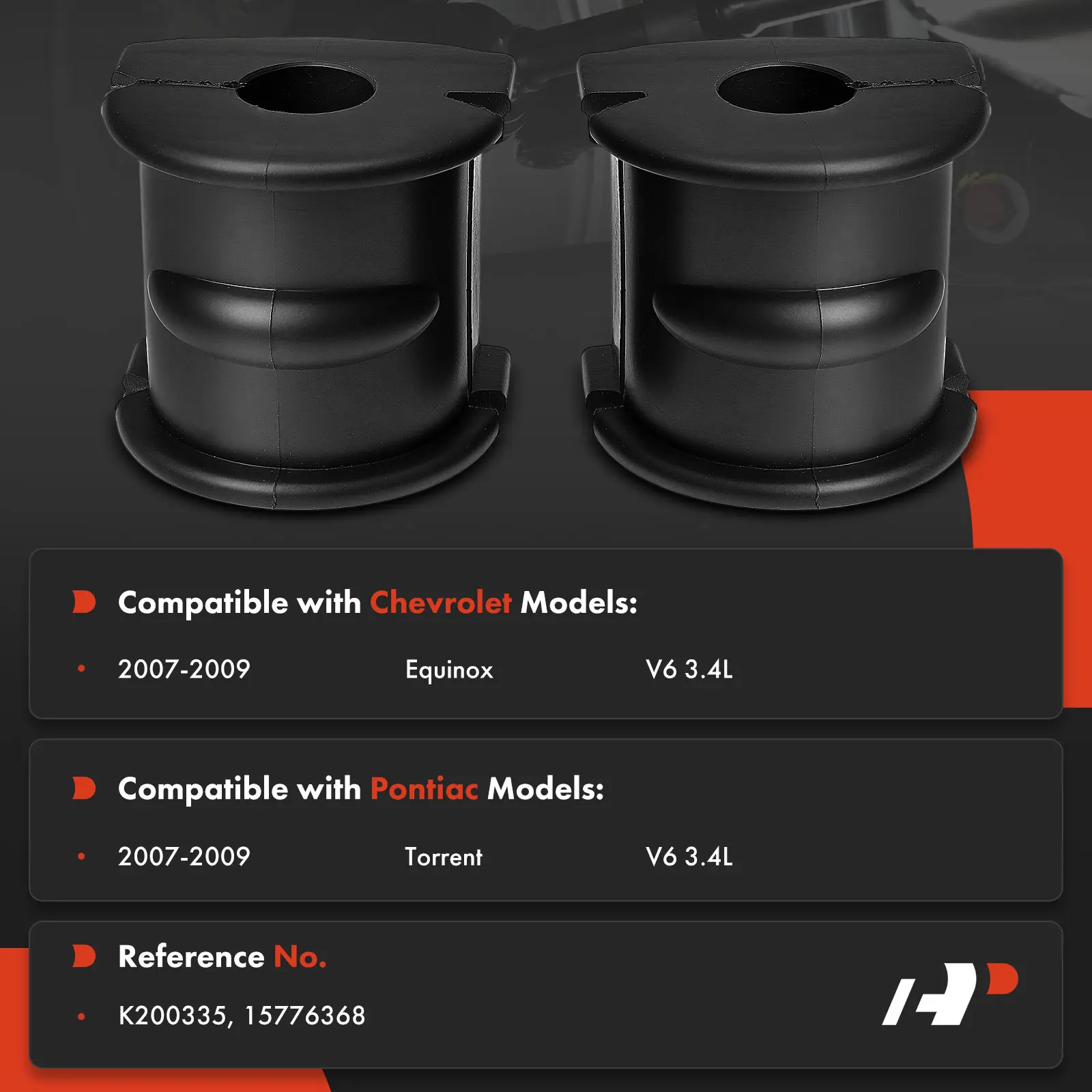 A-Premium 2x Rear To Frame Sway Bar Bushing Kit for Chevrolet Equinox 2007-2009 Pontiac Torrent 2007-2009 V6 3.4L 15776368