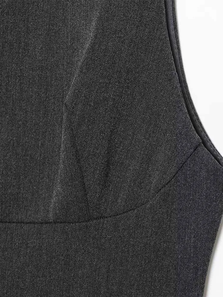 Estilo europeu e americano inverno nova moda simples roupas femininas sem mangas versátil em camadas vestido curto decorativo